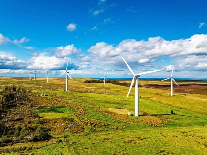 Wind Farm from a drone in southeast Scotland, UK