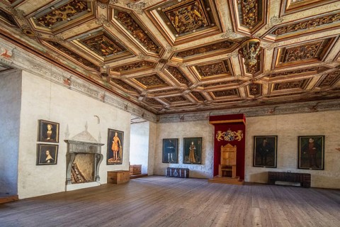 Trone room in Kalmar slott castle in Sweden. Kalmar Castle was build in the 12th century. It was