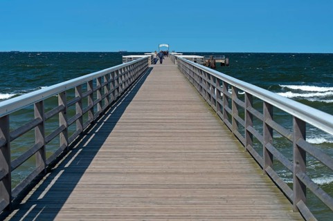 On the pier in the seaside resort of Ahlbeck, Usedom island, Mecklenburg-Western Pomerania, Germany