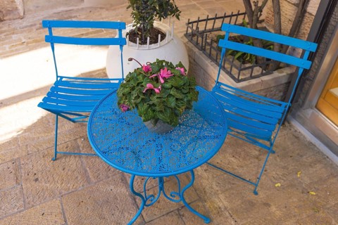 Jerusalem, Israel, Cafes and restaurants of Nahalat Shiva tourist promenade and colorful umbrella