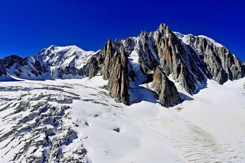 View of the mountains from the Télécabine Panorama Railway, Mont Blanc, Le Mont Blanc du Tacul, in