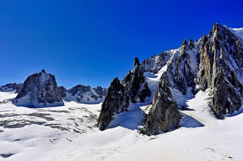 View of the mountain from the Télécabine Panorama Railway, Le Mont Blanc du Tacul, in the