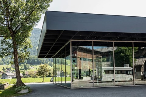 Werkraum Bregenzerwald, architect Peter Zumthor, Andelsbuch, Bregenzerwald, Vorarlberg, Alps,