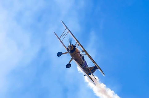A Boeing PT-17 Stearman biplane, also Boeing Stearman Model 75, with the inscription 399 USNAVY
