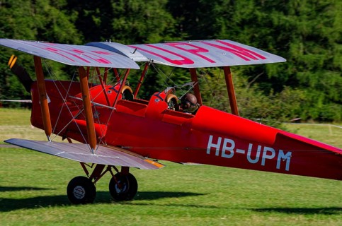 A De Havilland DH.82 Tiger Moth with the registration HB-UPM during a flight demonstration as part