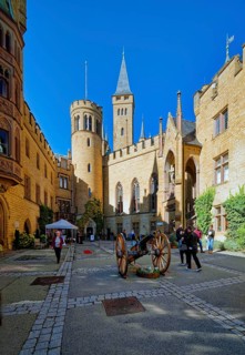 Courtyard, Hohenzollern Castle, ancestral home of the House of Hohenzollern, noble family, German