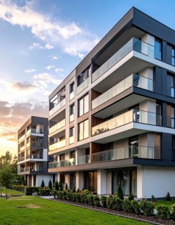 New modern block of flat, condo architecture, Residential apartment as a flat, luxury house