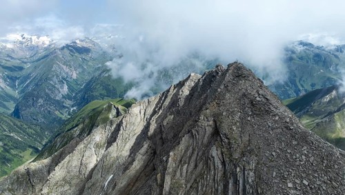 Alpine panorama, aerial view, Lasörling summit, Lasörling Group, Hohe Tauern, East Tyrol, Austria