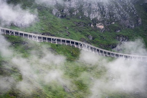 Gallery against falling rocks on the road, Grossglockner High Alpine Road, Hohe Tauern National