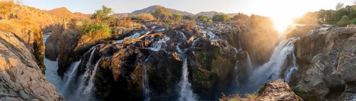 Epupa Falls, sunset at Epupa Waterfalls, Kaokoveld, Namibia