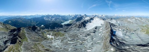 Alpine panorama, aerial view, Mont de la Blana, view of rocky mountain landscape, Mont Blanc de