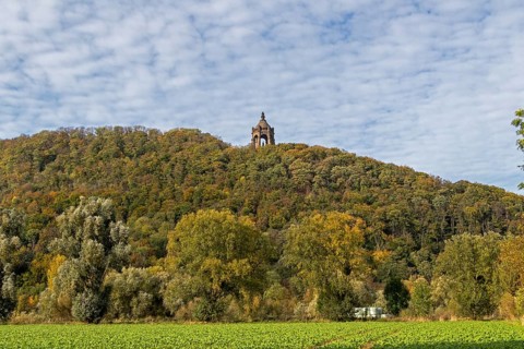 Mountain, forest, Kaiser-Wilhelm-Denkmal, Porta Westfalica, North Rhine-Westphalia, Germany