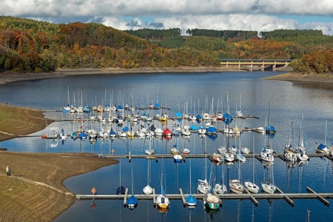 Yachthafen, Sondern, Olpe, Biggesee, Sauerland, North Rhine-Westphalia, Germany