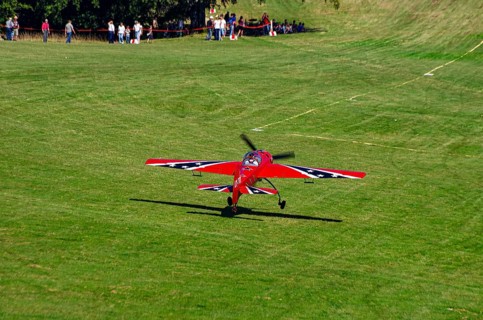 A Soviet Jakovlev Jak-55 sport aircraft with the registration LY-TOY during a flight demonstration
