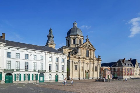 St. Peter's Square showing Our Lady of Saint Peter's Church and abbey in the city Ghent, Gent in