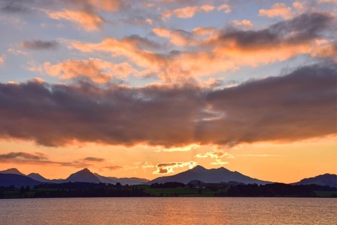 Sunset at Hopfensee in Allgäu, Bavaria, Germany