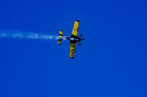A Votec 351 sport aircraft from the Swiss MSW Aviation AG with registration HB-YMV during a flight