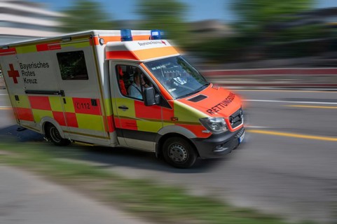 Ambulance in action, Nuremberg, Middle Franconia, Bavaria, Germany