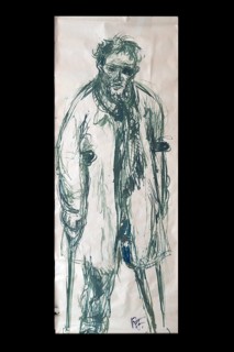 Original caricature, Berlin milieui from the 1940s, by artist Rudolf Führmann, 1909 to 1976,