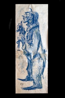 Original caricature, Berlin milieui from the 1940s, by artist Rudolf Führmann, 1909 to 1976,
