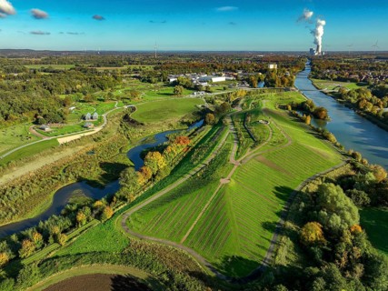 Castrop-Rauxel, North Rhine-Westphalia, Germany - Autumn on the restored Emscher, EMSCHERLAND