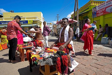 Puja at Chamundeswar Hindu Temple on Chamundi Hill, Indian pilgrims at the temple, Mysore or