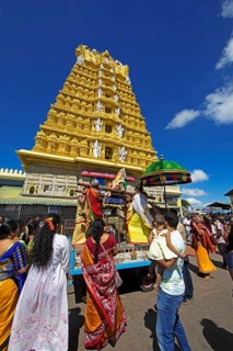 Puja at Chamundeswar Hindu Temple on Chamundi Hill, Indian pilgrims at the temple, Mysore or