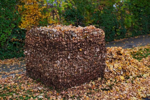 Public collection container, leaf basket, steel mesh compost basket, for collecting autumn leaves,