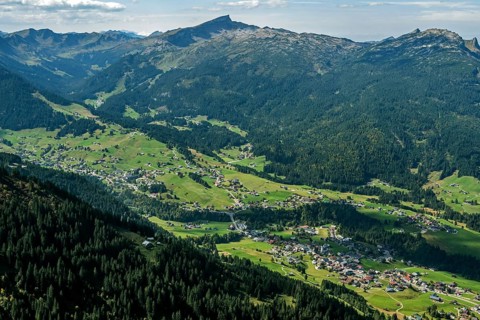 View from Fellhorn to Riezlern and Kleinwalsertal, in the middle of Hoher Ifen, Oberstdorf,