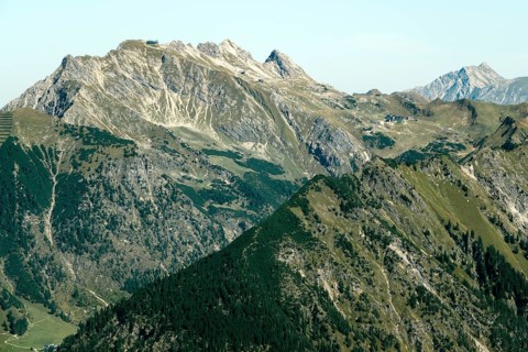 View from Fellhorn to Nebelhorn, Oberstdorf, Oberallgäu, Allgäu, Bavaria, Germany