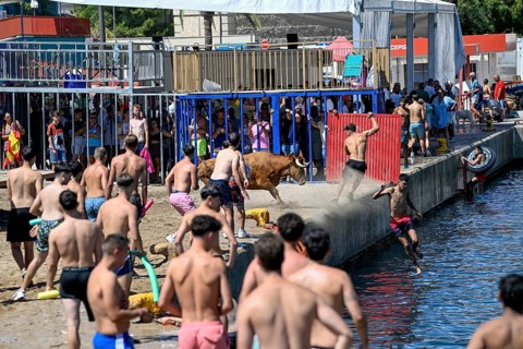 Bous a la Mar Fair, in English Bulls in the Sea, Bullfighting, Javea or Xàbia, Alicante Province,
