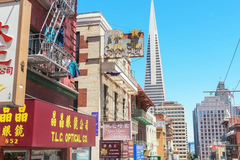 TransAmerica building seen from Chinatown, San Francisco, California, USA