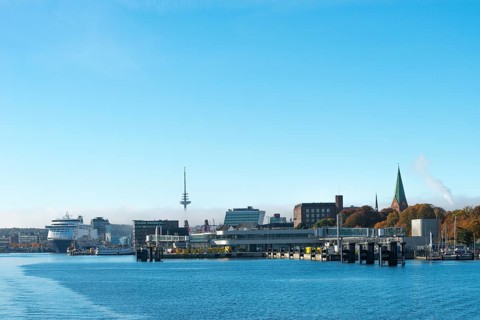 Kiel port, Kiel-Oslo ferry line, Color Line ferry and crusader, terminal at Sweden Quay, radio
