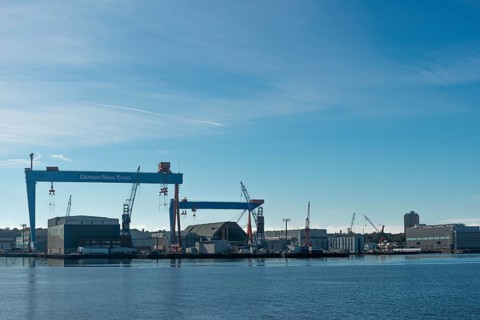 Port of Kiel, shipyards, TKMS, ThyssenKrupp Marine Systems GmbH, German Naval Yards, warehouses,