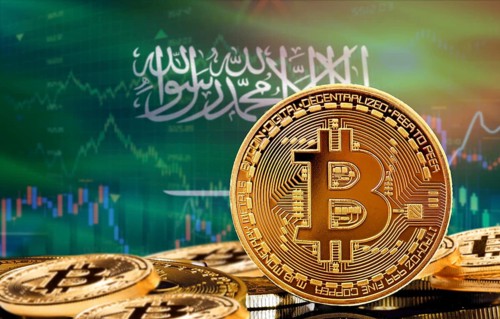 Investors in cryptocurrency and Blockchain Technology in Saudi Arabia, Concept. Bitcoin with Saudi