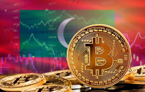 Investors in cryptocurrency and Blockchain Technology in Maldives, Concept. Bitcoin with Maldives
