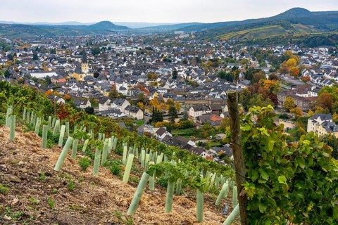 View of the old town of Ahrweiler, renovated, restored, partly rebuilt after the flood in the Ahr