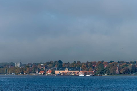 Kiel Fjord, Holtenau district, Kiel, historic sewer packing house, storage, sailing yachts,