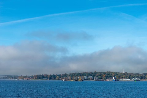 Kiel Fjord, Holtenau district, Kiel, Baltic Sea, tonnenhof of the Kiel Water Management Office,