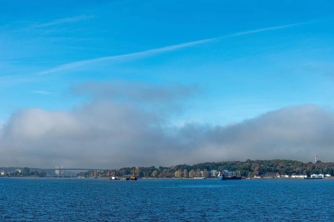 Kiel Fjord, Holtenau district, Kiel, Baltic Sea, high bridge over Kiel Canal, NOK, waterway,