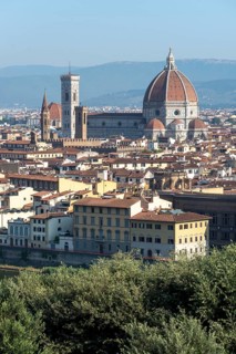Santa Maria del Fiore Cathedral, left Campanile di Giotto, Florence, Tuscany, Italy