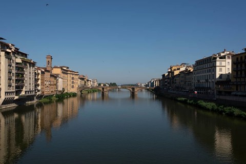 View along the Arno River in Florence, Tuscany, Italy