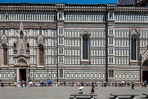 Marble façade of Santa Maria del Fiore Cathedral, Florence, Tuscany, Italy