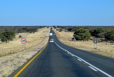 120 km/h speed limit sign on the B1 highway between Windhoek and Otjiwarongo, near Otjiwarongo,