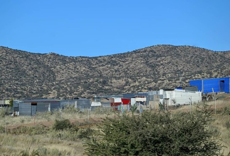 Corrugated iron huts in a poor settlement, Windhoek, Khomas region, Namibia