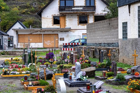 Reconstruction in the Ahr Valley, after the flood of July 2021, buildings that have not yet been