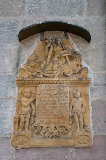 Epitaph of a citizen from Kosbach from 1827, at St. Mary's Church in the fortification, Hannberg,