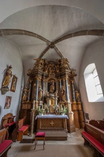 Baroque high altar, created 1726 to 1727, Church of the Nativity of Mary, fortified church, third