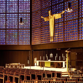 Kaiser Wilhelm Memorial Church, interior of the New Church with Resurrection Christ, Berlin,