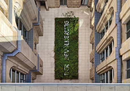 Art in construction project by Hans Haacke with the title The Population, view from the roof